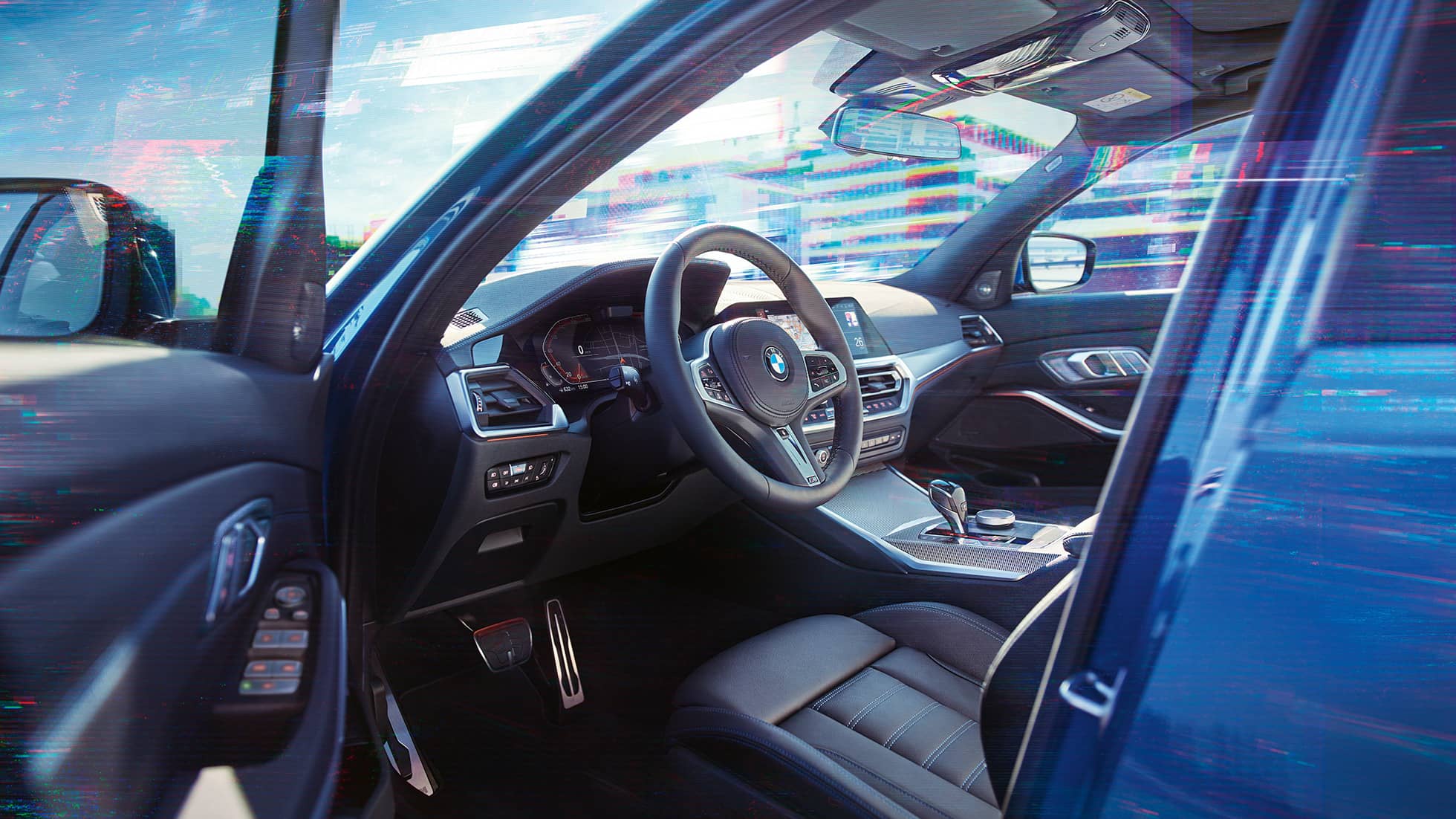 BMW 3 Series, interior. Close-up of the driver's compartment in the interior of the BMW 3 Series.